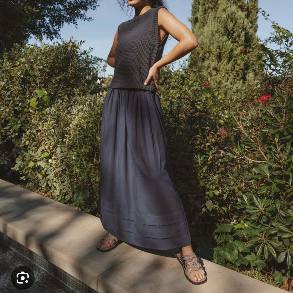Elegant Navy Blue Maxi Skirt